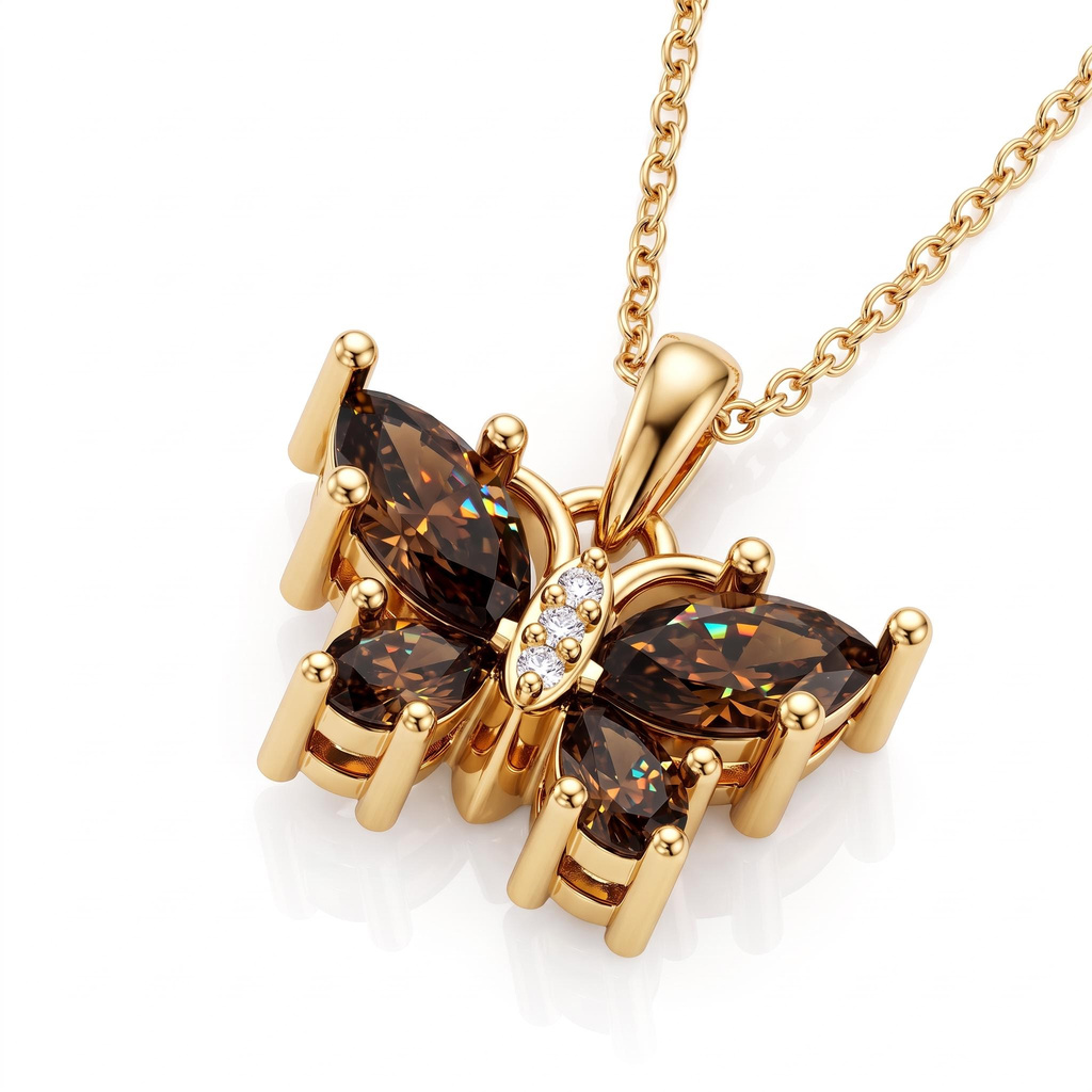 1.54 ct.tw. Marquise-cut Coffee Stone Butterfly Necklace 1.54 ct.tw. Marquise-cut Coffee Stone Butterfly Necklace
