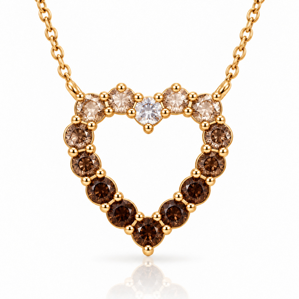 0.84 ct.tw. Gradient Coffee Stone Heart Necklace 0.84 ct.tw. Gradient Coffee Stone Heart Necklace