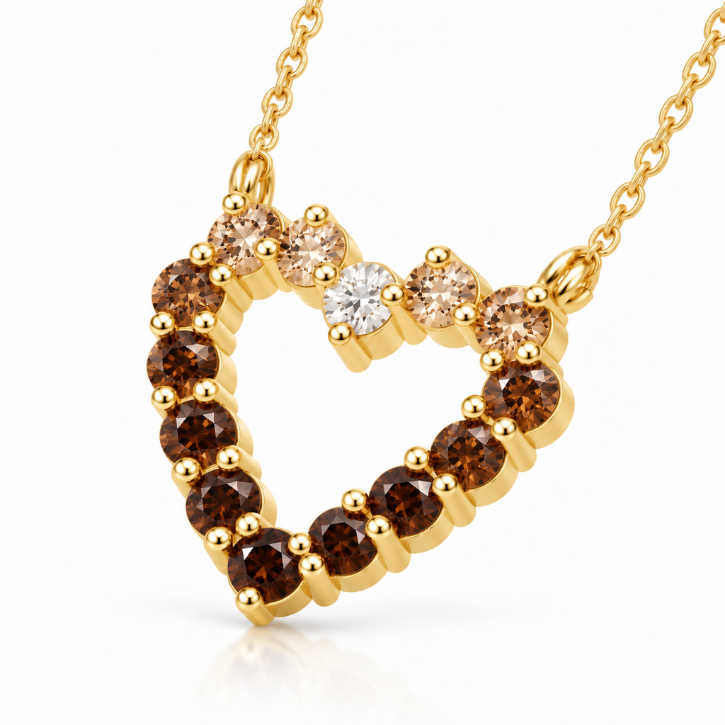 0.84 ct.tw. Gradient Coffee Stone Heart Necklace 0.84 ct.tw. Gradient Coffee Stone Heart Necklace