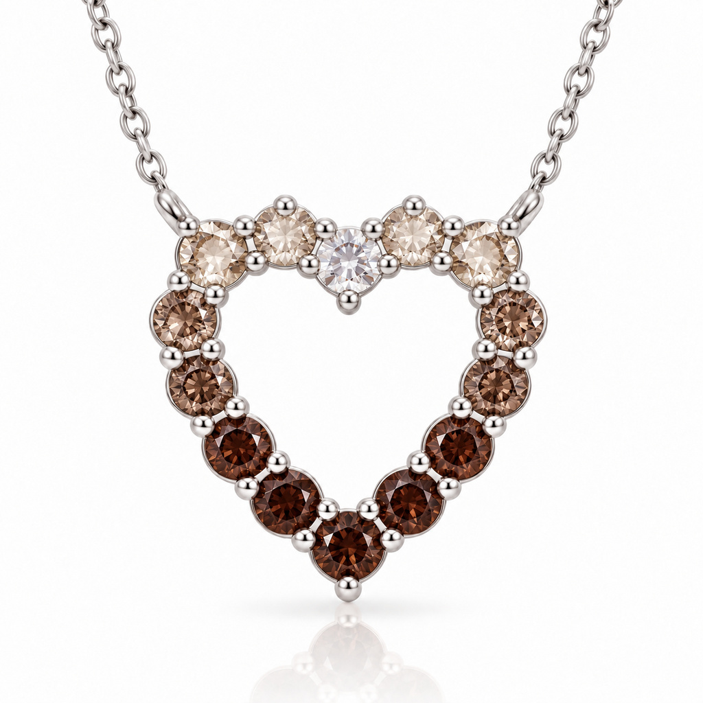0.84 ct.tw. Gradient Coffee Stone Heart Necklace 0.84 ct.tw. Gradient Coffee Stone Heart Necklace