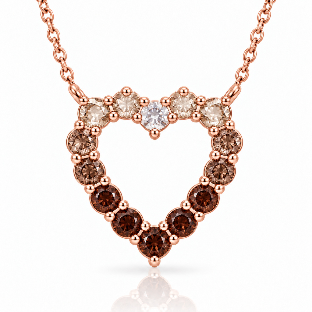 0.84 ct.tw. Gradient Coffee Stone Heart Necklace 0.84 ct.tw. Gradient Coffee Stone Heart Necklace