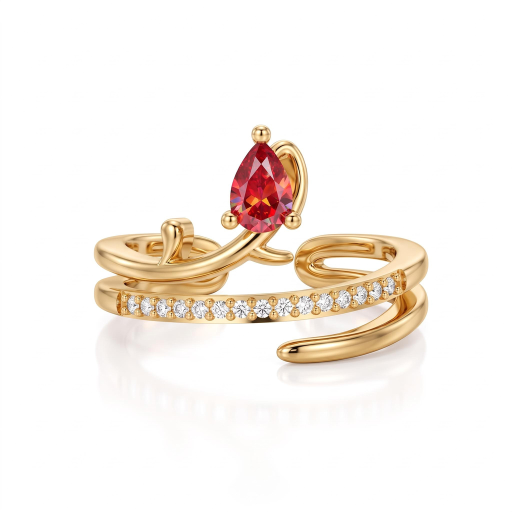 0.5 ct.tw. Nature-inspired Birthstone Pear Cut Ring