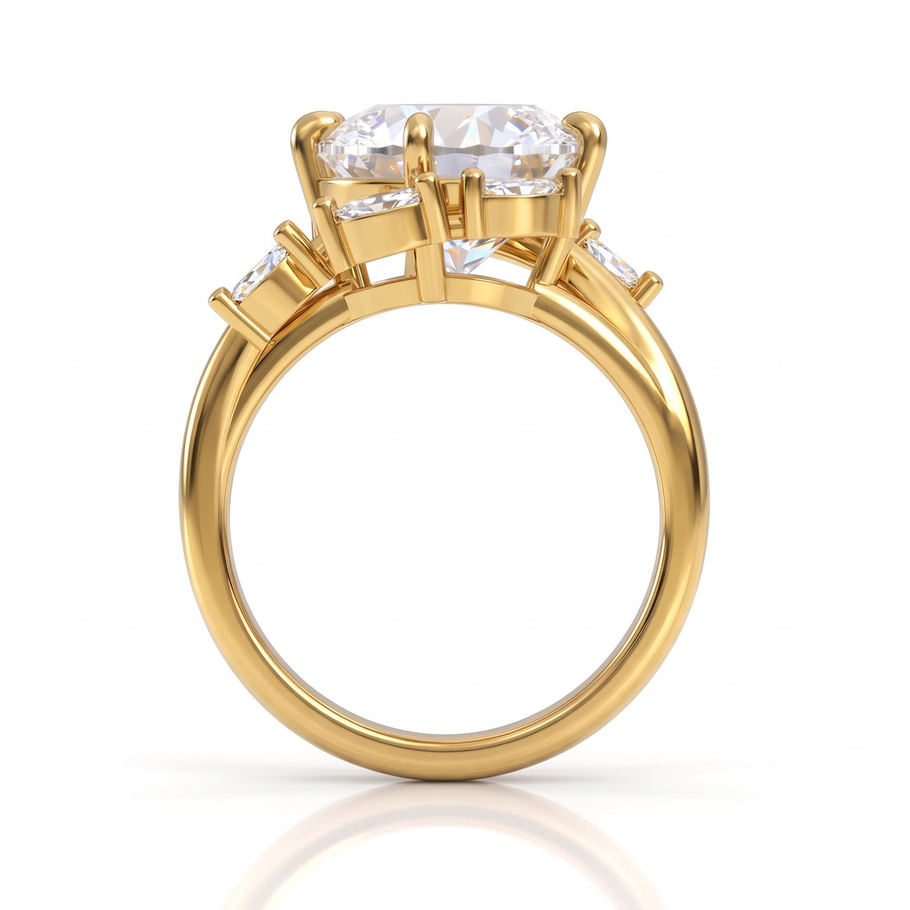6.42 ct.tw. Pear-shaped halo marquise diamond ring 6.42 ct.tw. Pear-shaped halo marquise diamond ring