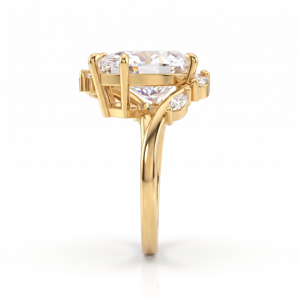 6.42 ct.tw. Pear-shaped halo marquise diamond ring 6.42 ct.tw. Pear-shaped halo marquise diamond ring