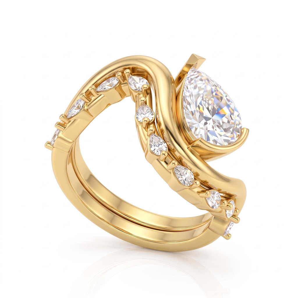 2.5 ct.tw. Pear-shaped Twisted Cluster Ring Set 2.5 ct.tw. Pear-shaped Twisted Cluster Ring Set