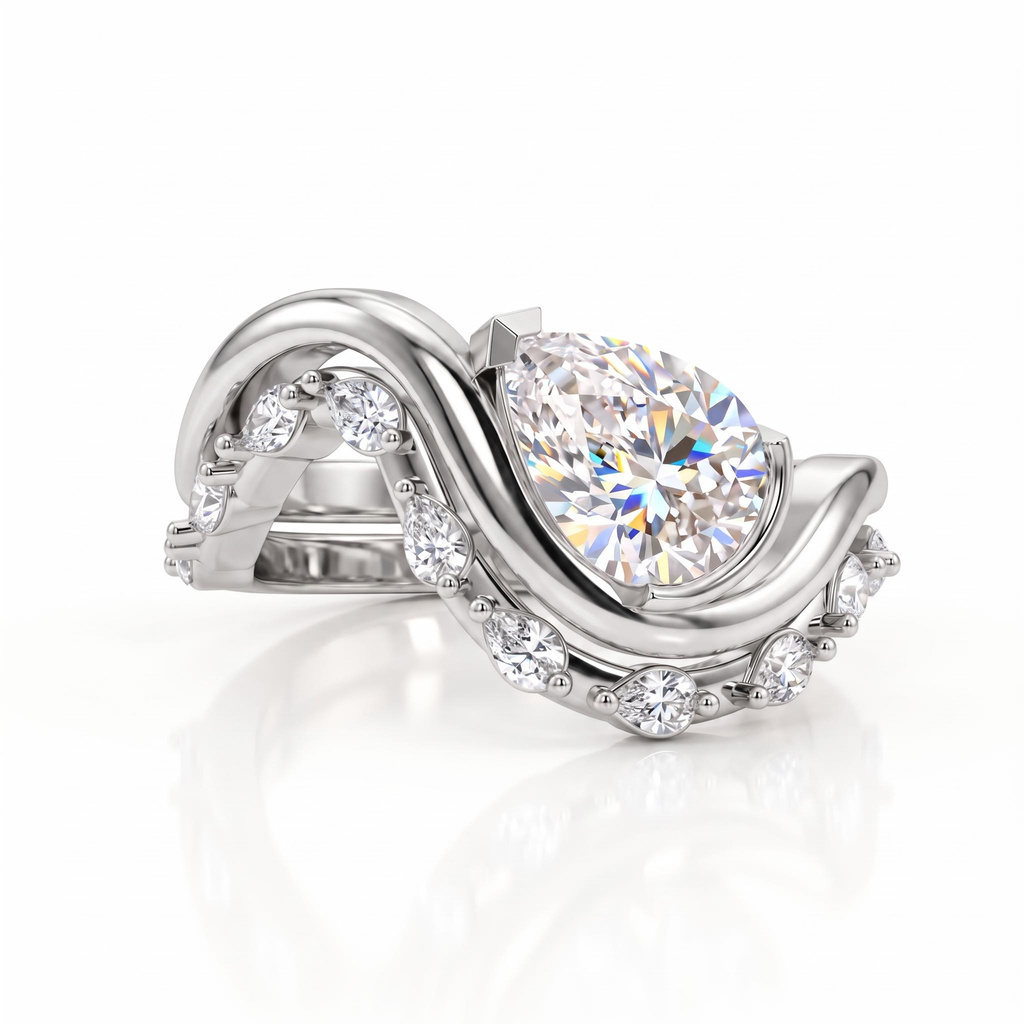 2.5 ct.tw. Pear-shaped Twisted Cluster Ring Set 2.5 ct.tw. Pear-shaped Twisted Cluster Ring Set