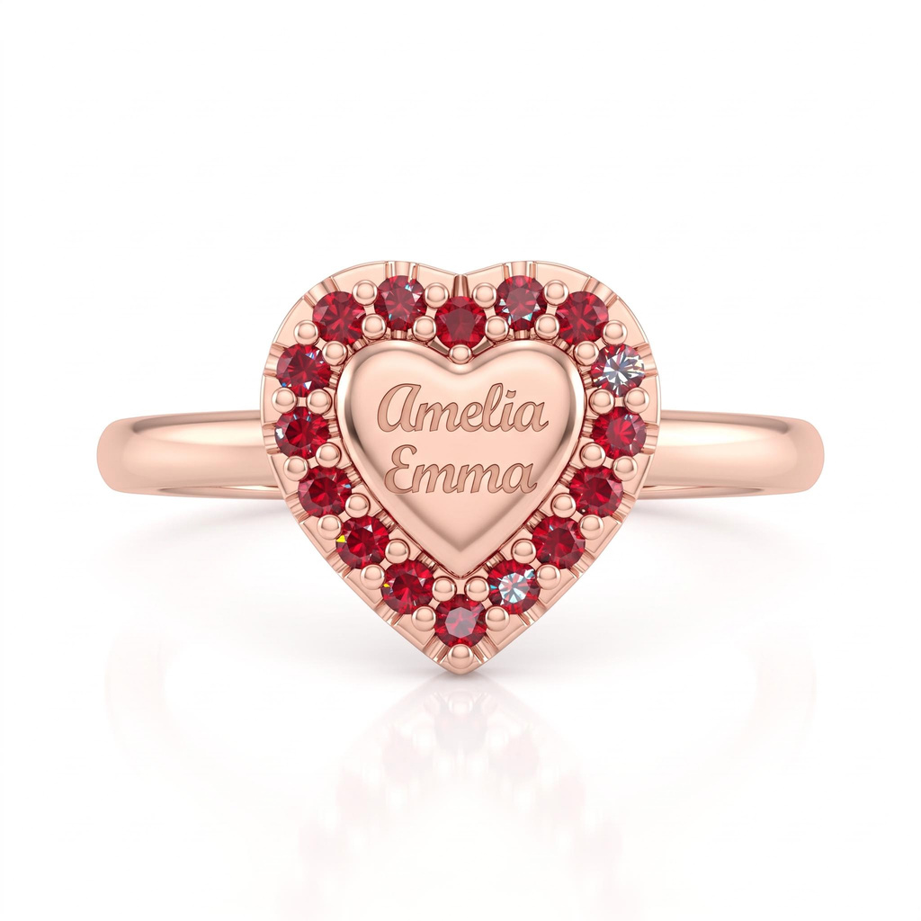 0.24 ct.tw. Birthstone Surround-Set Heart-Shaped Engraved Ring 0.24 ct.tw. Birthstone Surround-Set Heart-Shaped Engraved Ring
