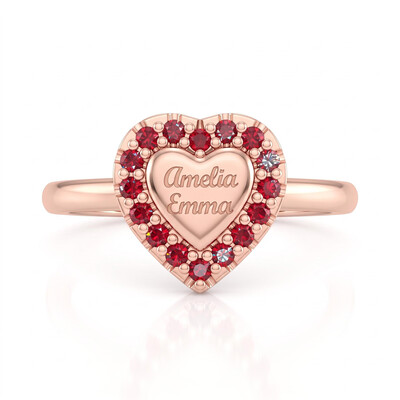0.24 ct.tw. Birthstone Surround-Set Heart-Shaped Engraved Ring