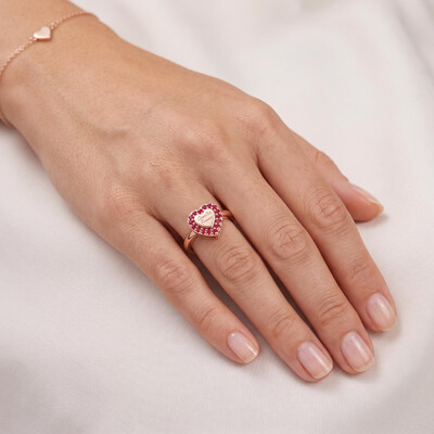 0.24 ct.tw. Birthstone Surround-Set Heart-Shaped Engraved Ring