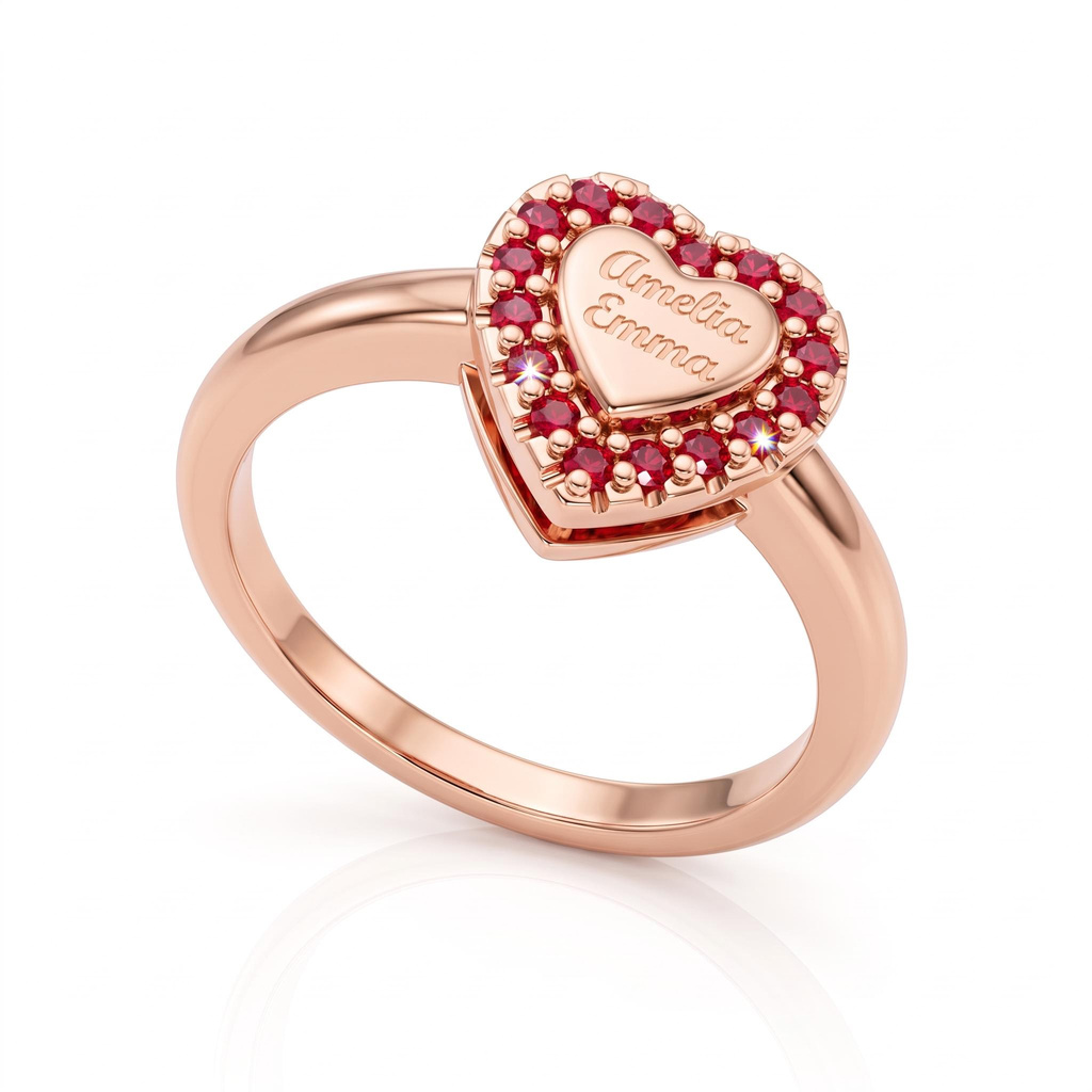 0.24 ct.tw. Birthstone Surround-Set Heart-Shaped Engraved Ring 0.24 ct.tw. Birthstone Surround-Set Heart-Shaped Engraved Ring