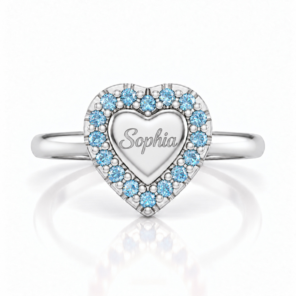 0.24 ct.tw. Birthstone Surround-Set Heart-Shaped Engraved Ring 0.24 ct.tw. Birthstone Surround-Set Heart-Shaped Engraved Ring
