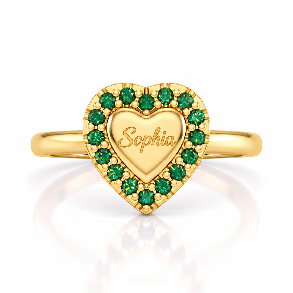 0.24 ct.tw. Birthstone Surround-Set Heart-Shaped Engraved Ring 0.24 ct.tw. Birthstone Surround-Set Heart-Shaped Engraved Ring