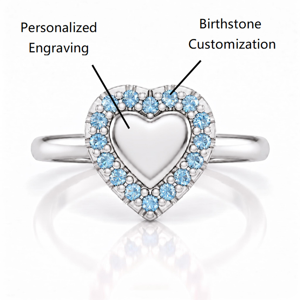 0.24 ct.tw. Birthstone Surround-Set Heart-Shaped Engraved Ring 0.24 ct.tw. Birthstone Surround-Set Heart-Shaped Engraved Ring