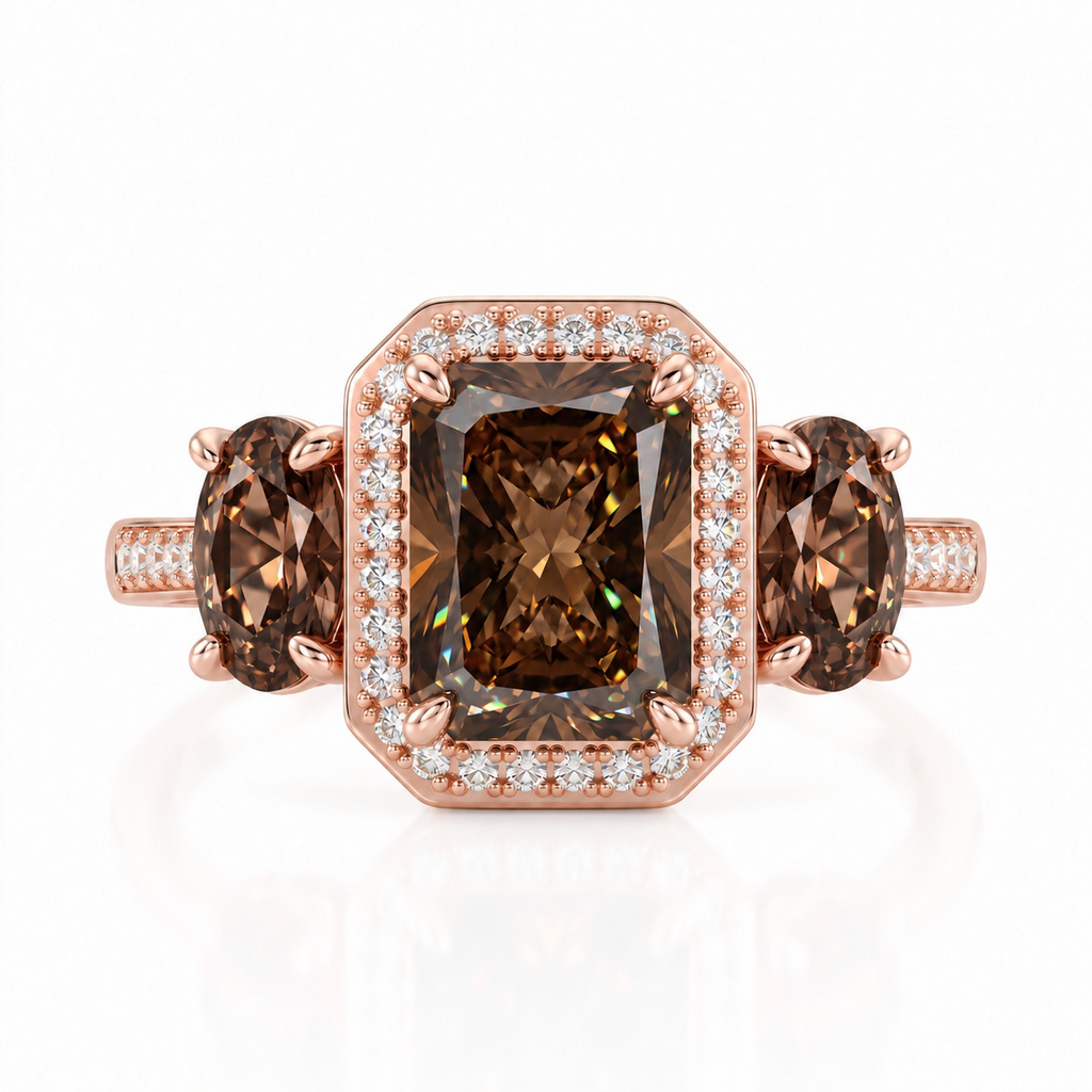 3.21 ct.tw. three-stone coffee chocolate diamond ring 3.21 ct.tw. three-stone coffee chocolate diamond ring