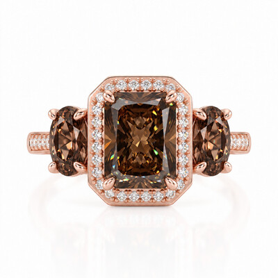 3.21 ct.tw. three-stone coffee chocolate diamond ring