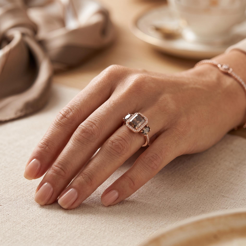3.21 ct.tw. three-stone coffee chocolate diamond ring 3.21 ct.tw. three-stone coffee chocolate diamond ring