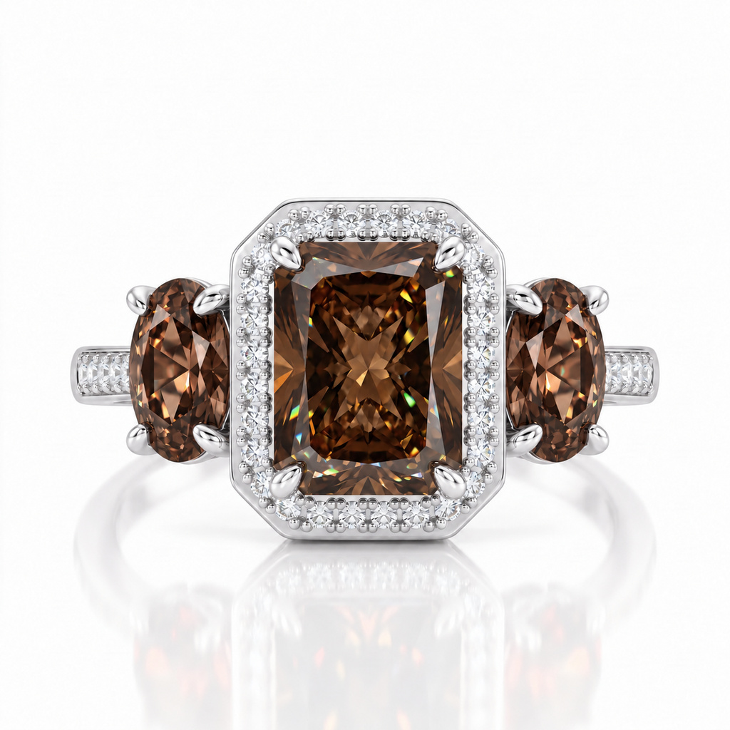 3.21 ct.tw. three-stone coffee chocolate diamond ring 3.21 ct.tw. three-stone coffee chocolate diamond ring