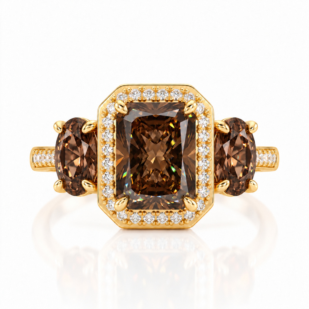 3.21 ct.tw. three-stone coffee chocolate diamond ring 3.21 ct.tw. three-stone coffee chocolate diamond ring