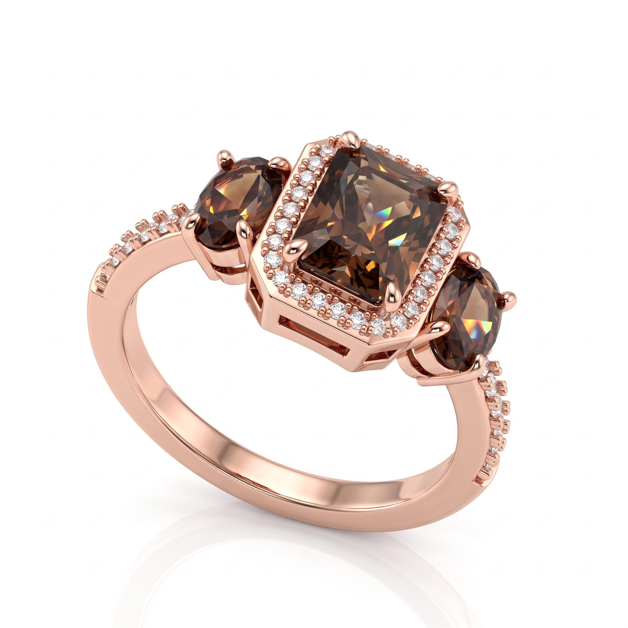 3.21 ct.tw. three-stone coffee chocolate diamond ring 3.21 ct.tw. three-stone coffee chocolate diamond ring