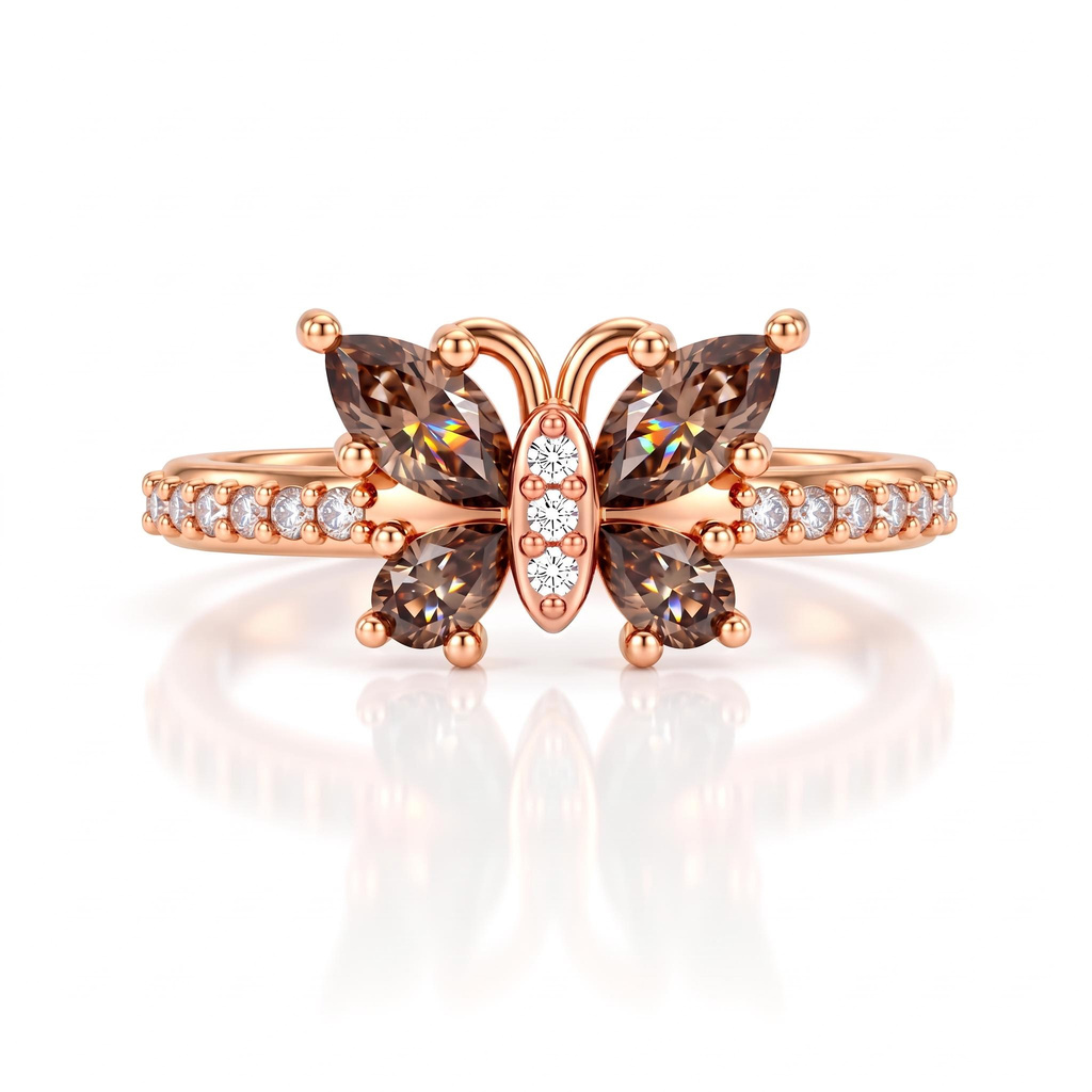 0.82ct.tw. Marquise Cut Coffee Stone Butterfly Ring 0.82ct.tw. Marquise Cut Coffee Stone Butterfly Ring