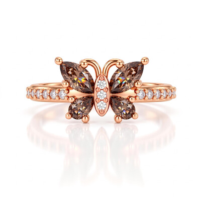 0.82ct.tw. Marquise Cut Coffee Stone Butterfly Ring