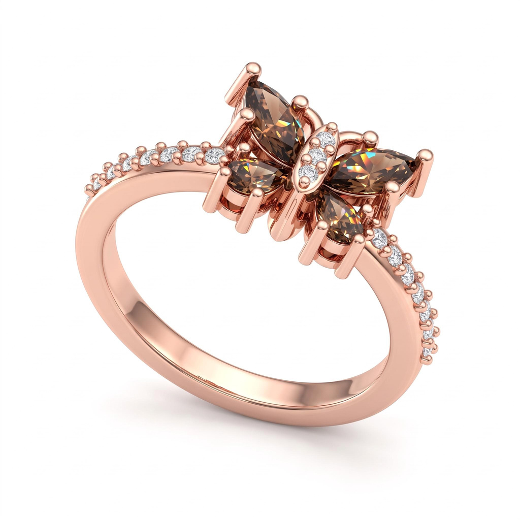 0.82ct.tw. Marquise Cut Coffee Stone Butterfly Ring 0.82ct.tw. Marquise Cut Coffee Stone Butterfly Ring