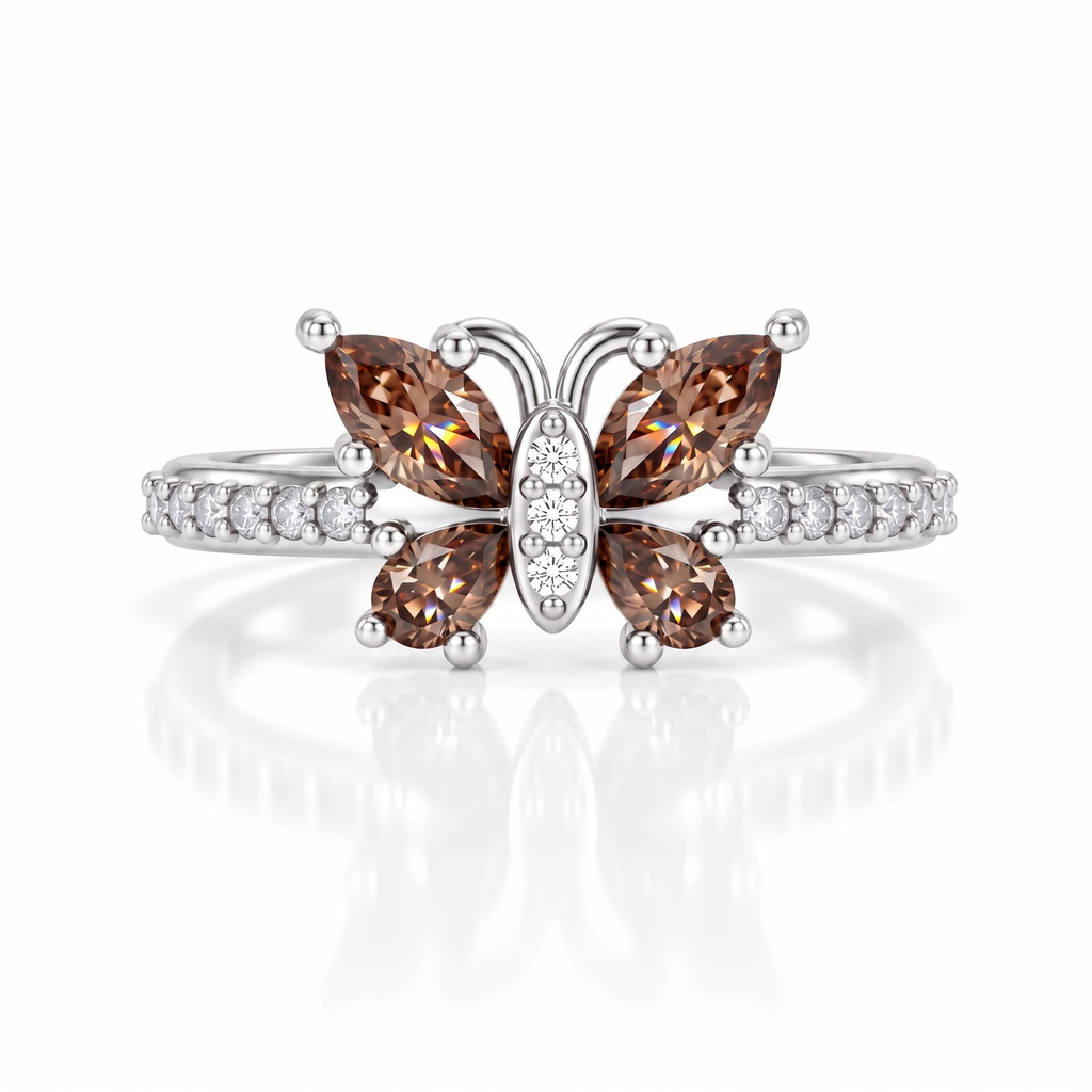0.82ct.tw. Marquise Cut Coffee Stone Butterfly Ring 0.82ct.tw. Marquise Cut Coffee Stone Butterfly Ring