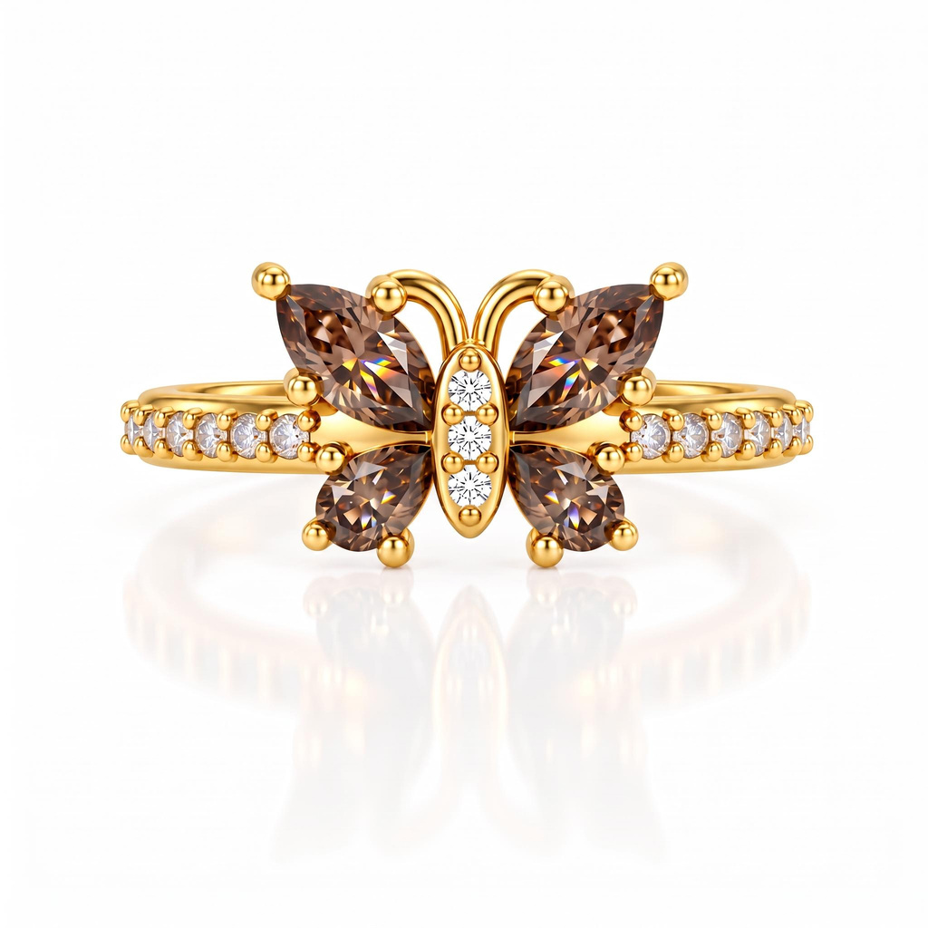 0.82ct.tw. Marquise Cut Coffee Stone Butterfly Ring 0.82ct.tw. Marquise Cut Coffee Stone Butterfly Ring