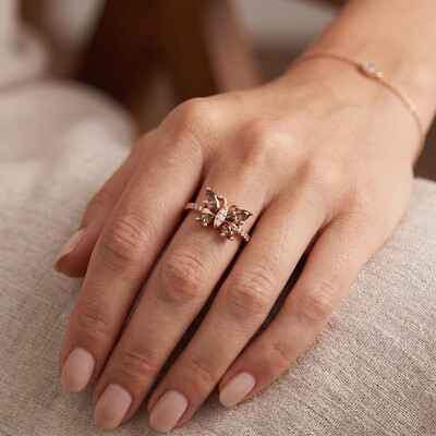 0.82ct.tw. Marquise Cut Coffee Stone Butterfly Ring