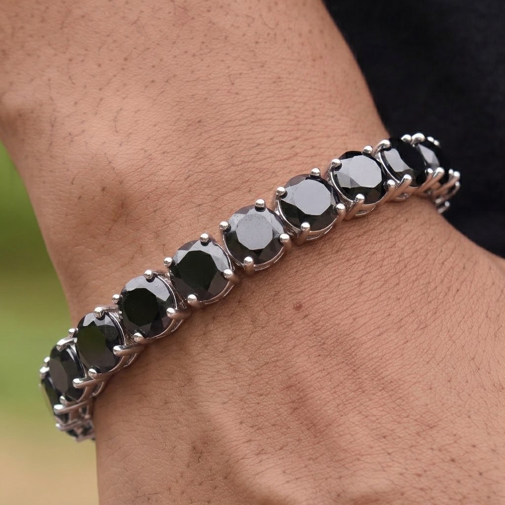 10mm Black Stone Tennis Bracelet 10mm Black Stone Tennis Bracelet