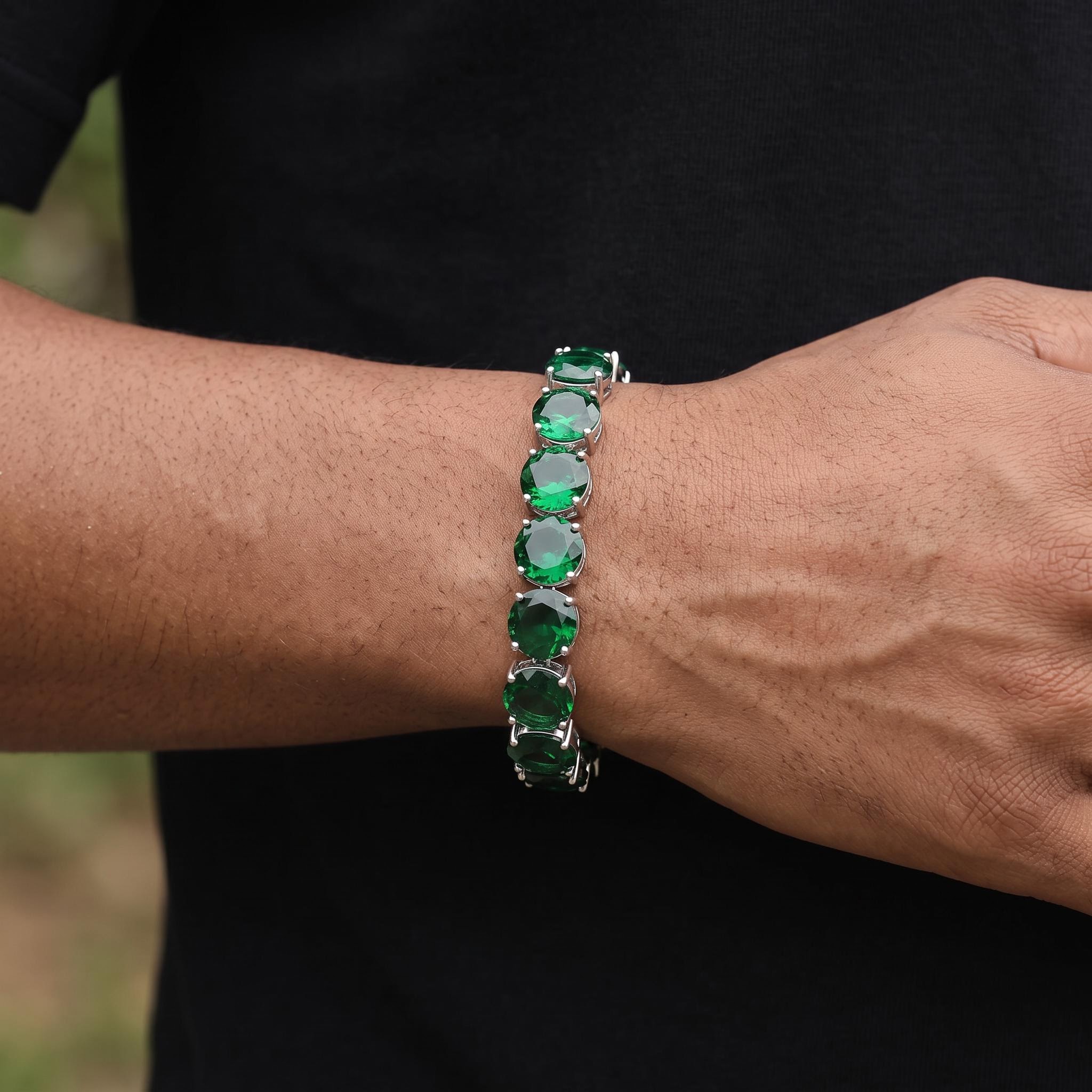 10mm Green Stone Tennis Bracelet 10mm Green Stone Tennis Bracelet