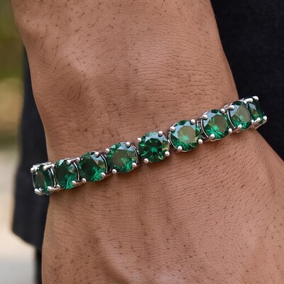 10mm Green Stone Tennis Bracelet