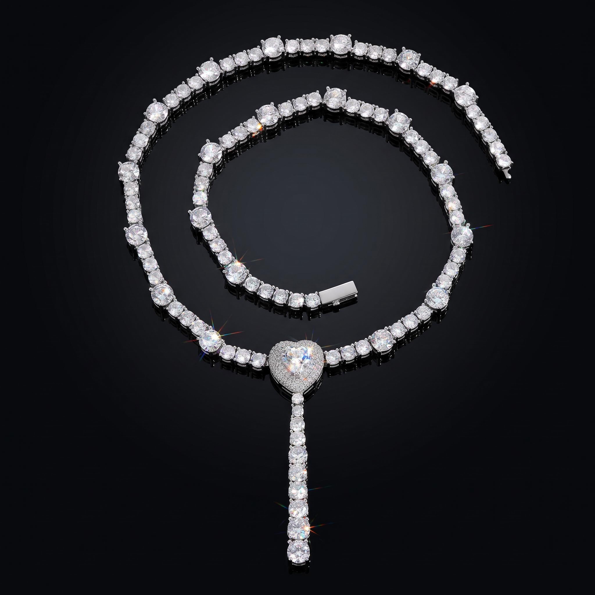 Iced Out Heart Tennis Necklace