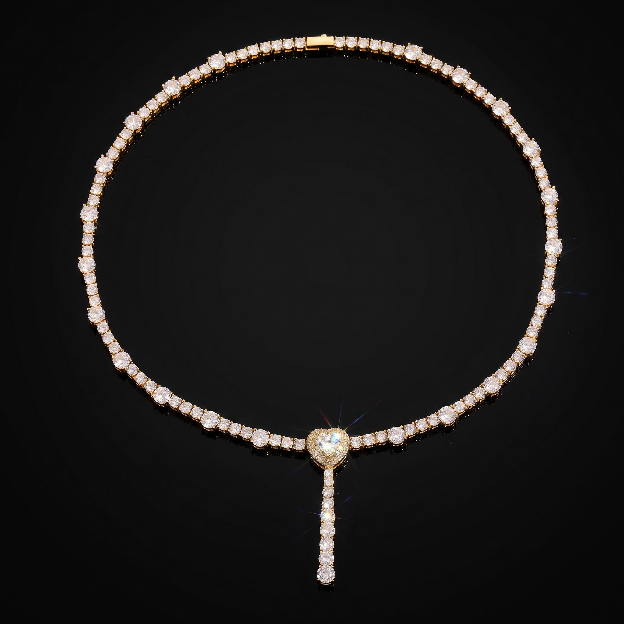 Iced Out Heart Tennis Necklace