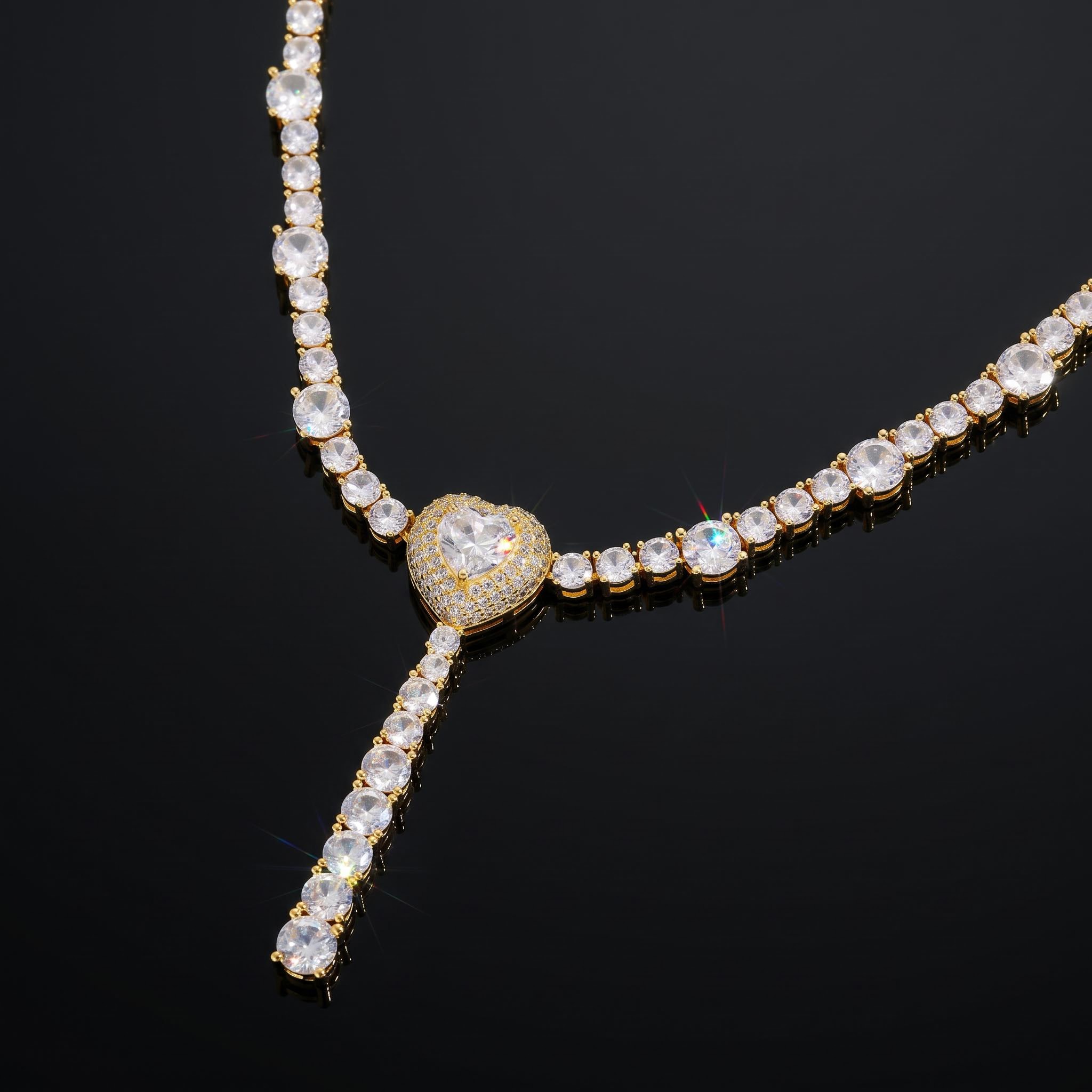 Iced Out Heart Tennis Necklace