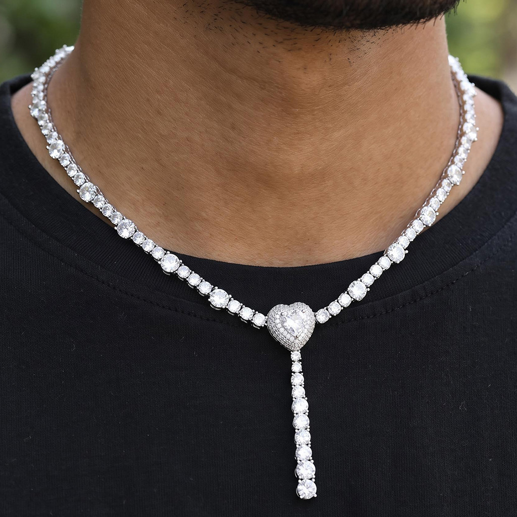 Iced Out Heart Tennis Necklace