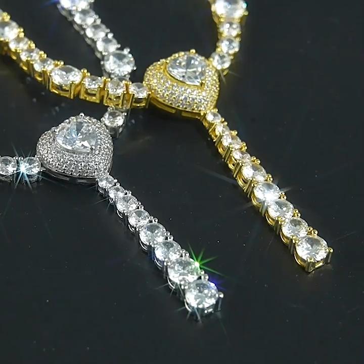 Iced Out Heart Tennis Necklace Iced Out Heart Tennis Necklace