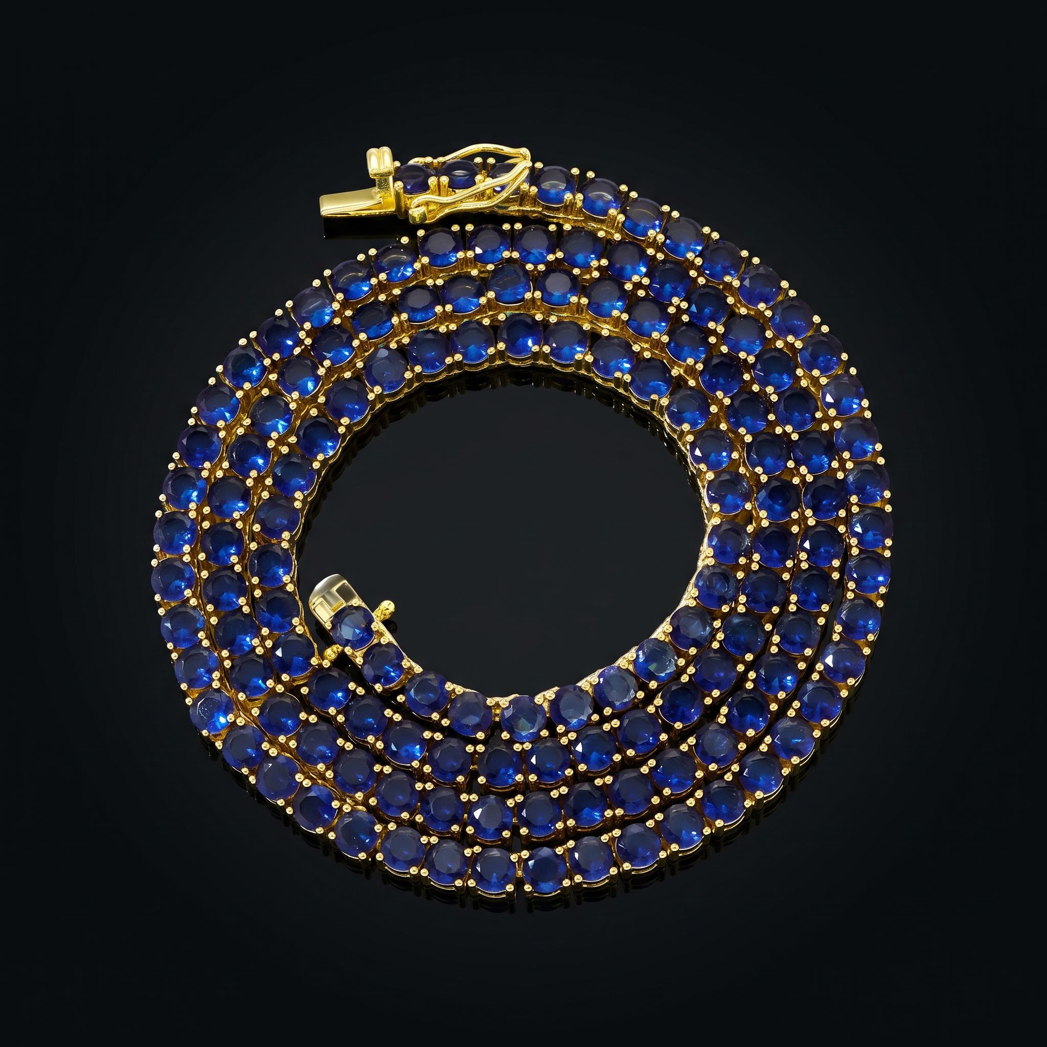 4mm Iced Out Blue Tennis Chain 4mm Iced Out Blue Tennis Chain