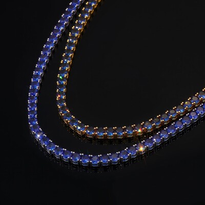 4mm Iced Out Blue Tennis Chain