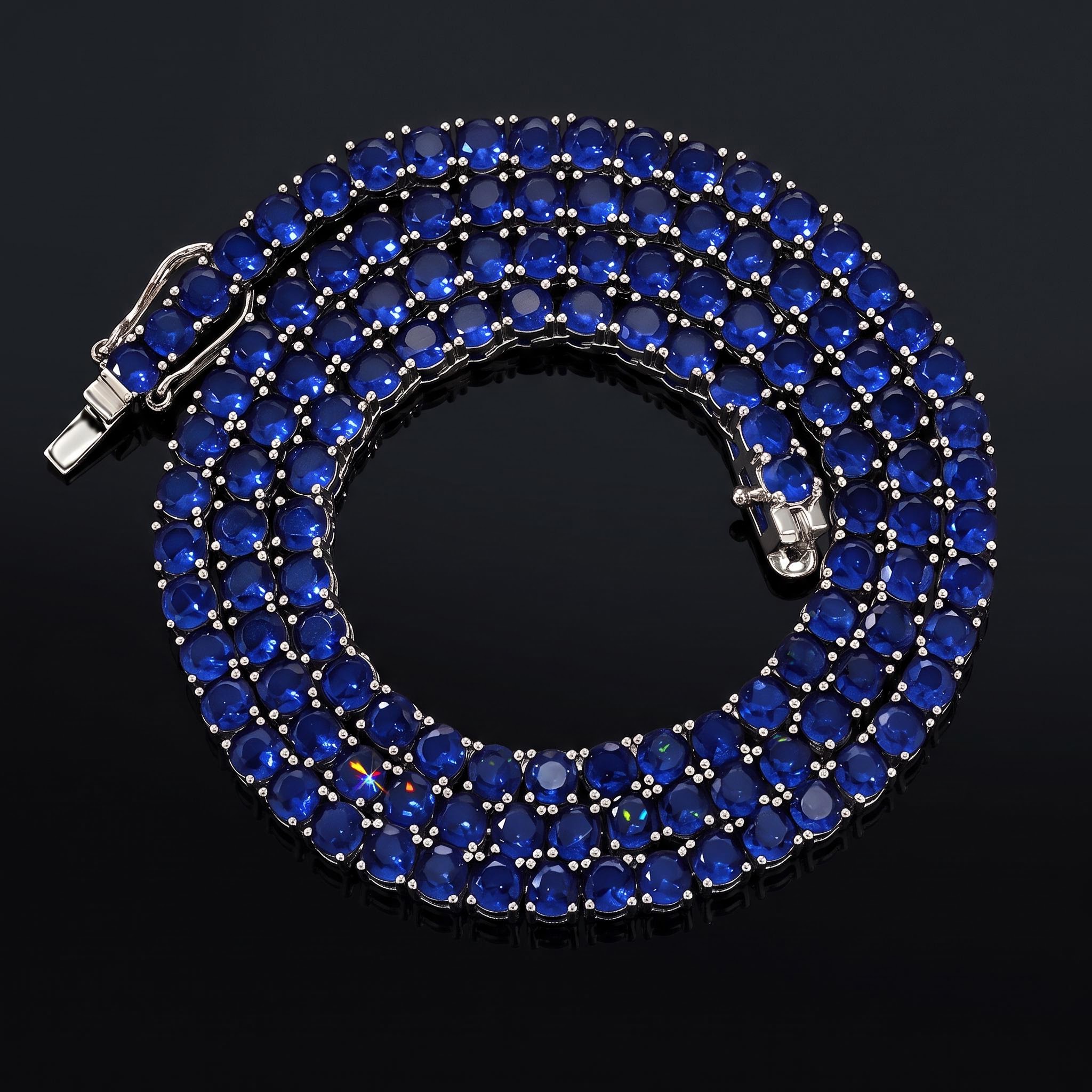 4mm Iced Out Blue Tennis Chain 4mm Iced Out Blue Tennis Chain