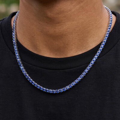 4mm Iced Out Blue Tennis Chain