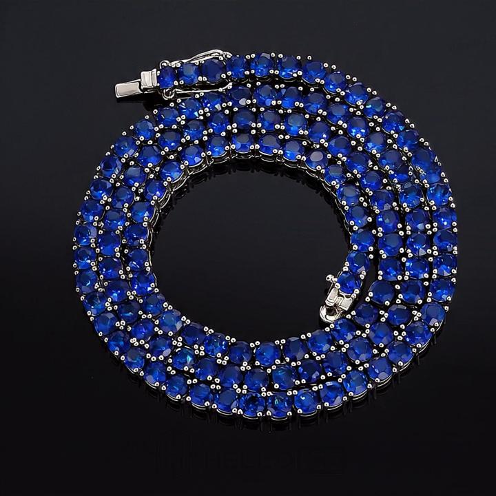 4mm Iced Out Blue Tennis Chain 4mm Iced Out Blue Tennis Chain