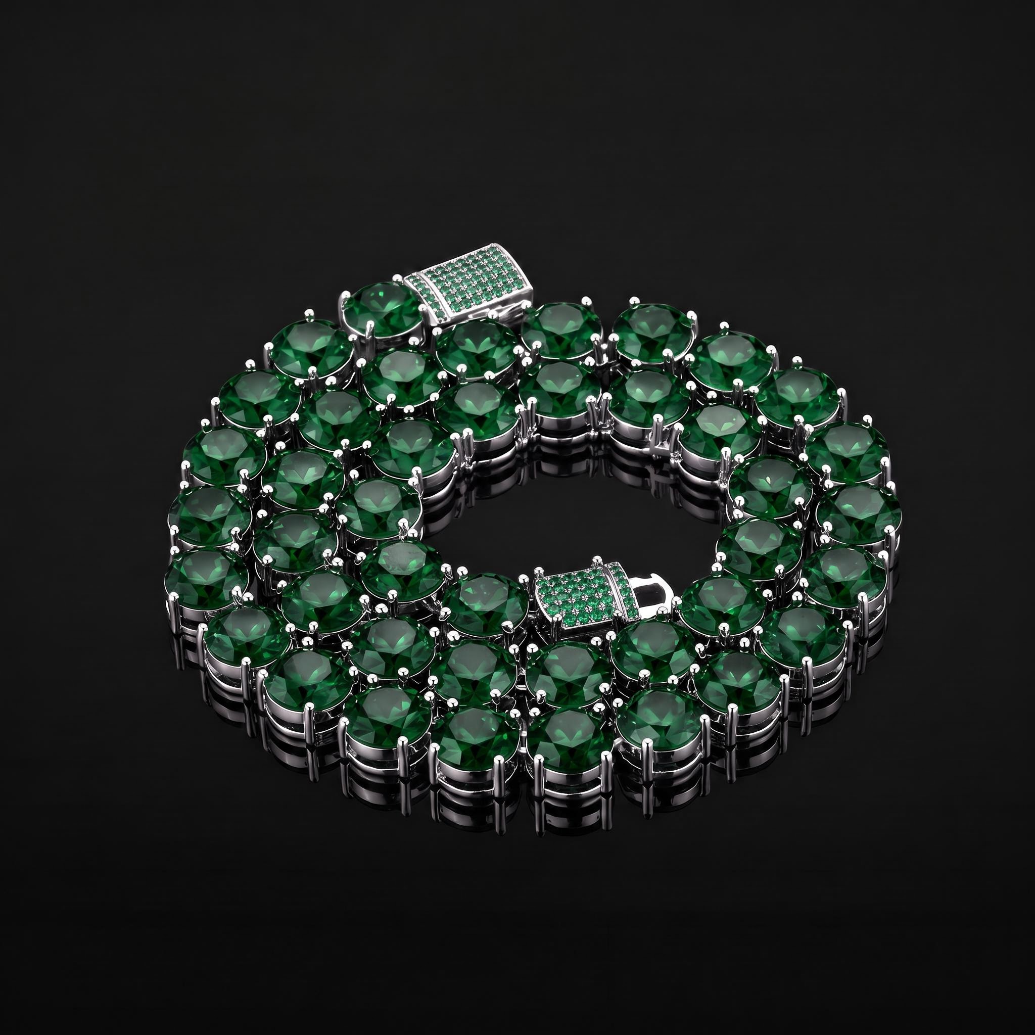 10mm Green Stone Tennis Chain 10mm Green Stone Tennis Chain