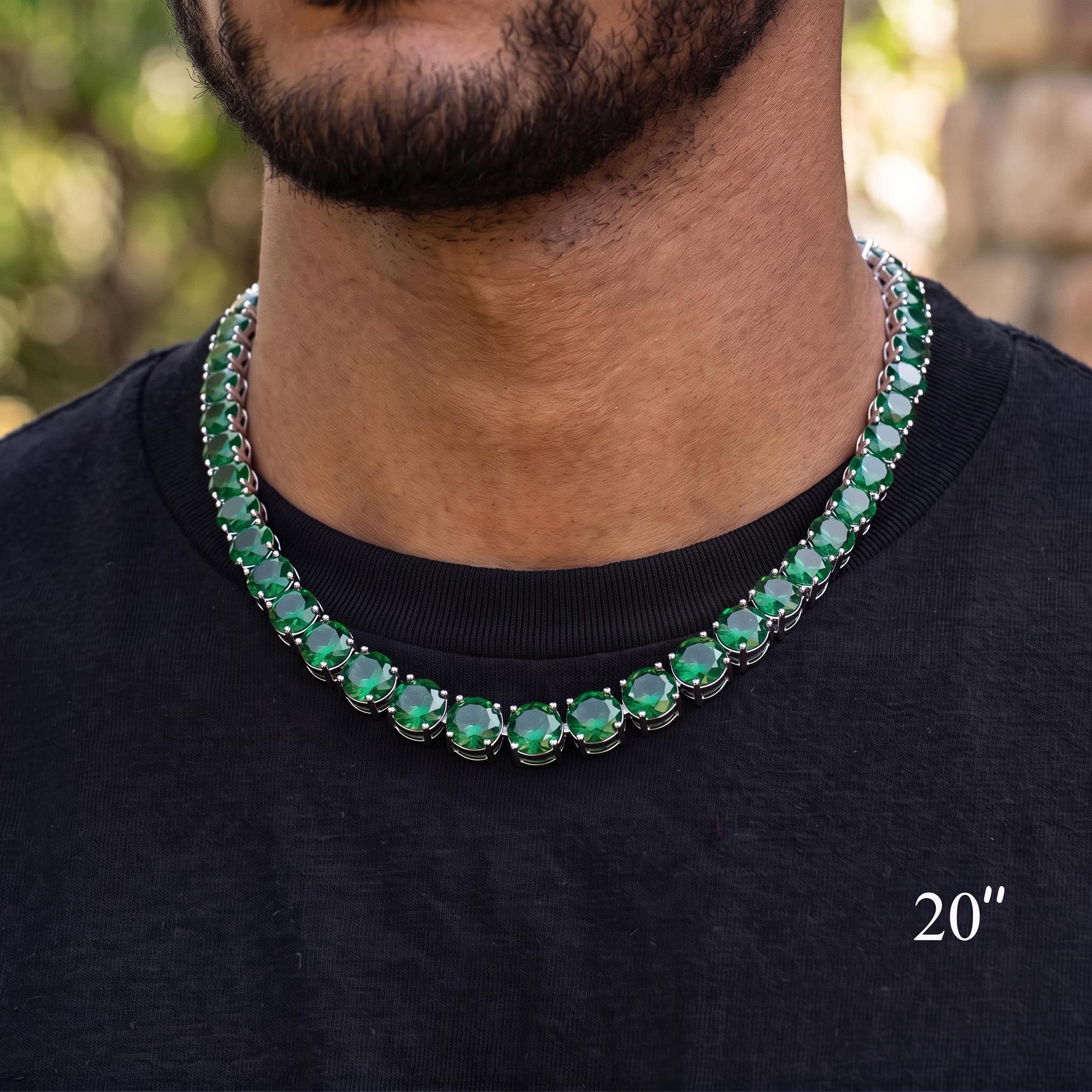 10mm Green Stone Tennis Chain 10mm Green Stone Tennis Chain