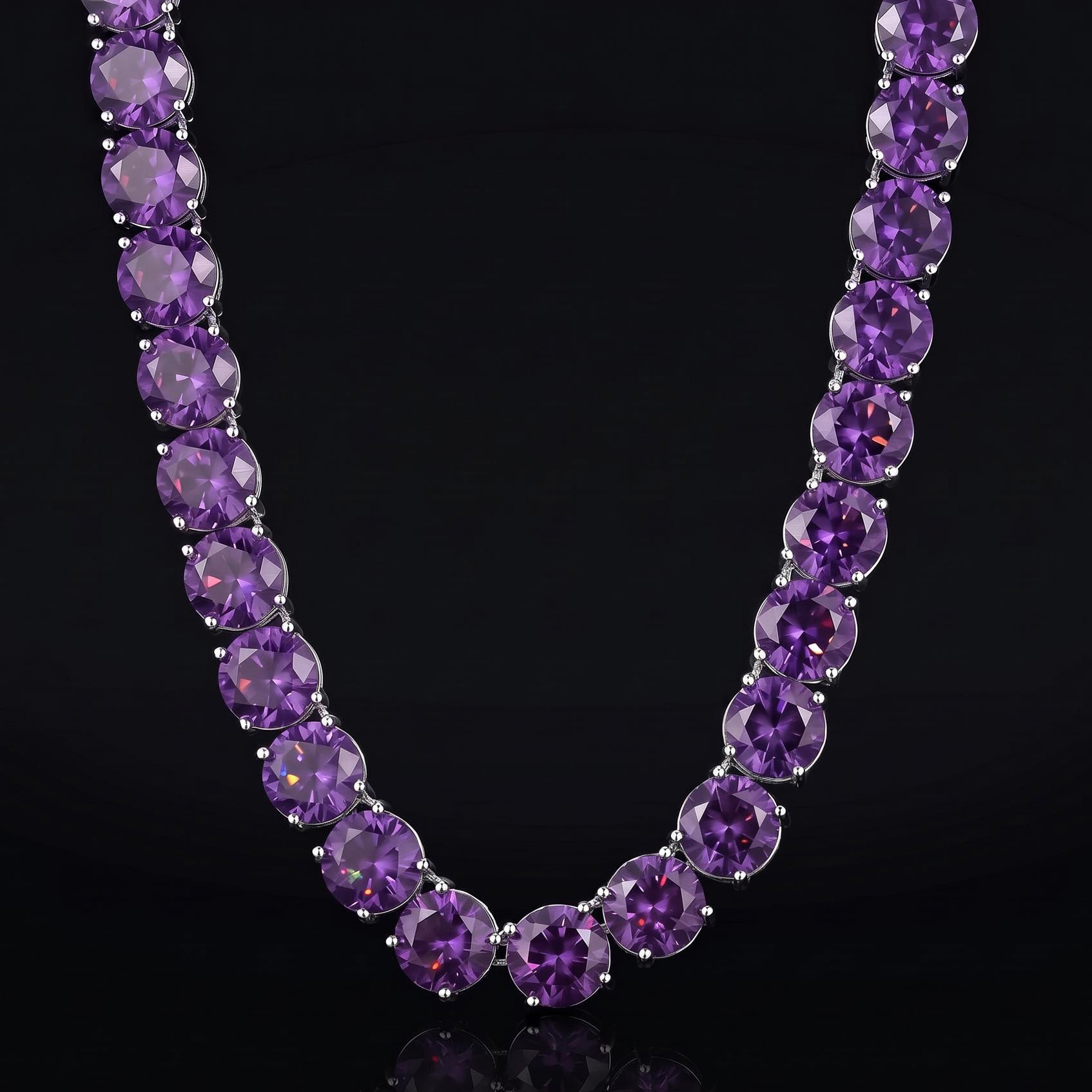 10mm Purple Stone Tennis Chain 10mm Purple Stone Tennis Chain