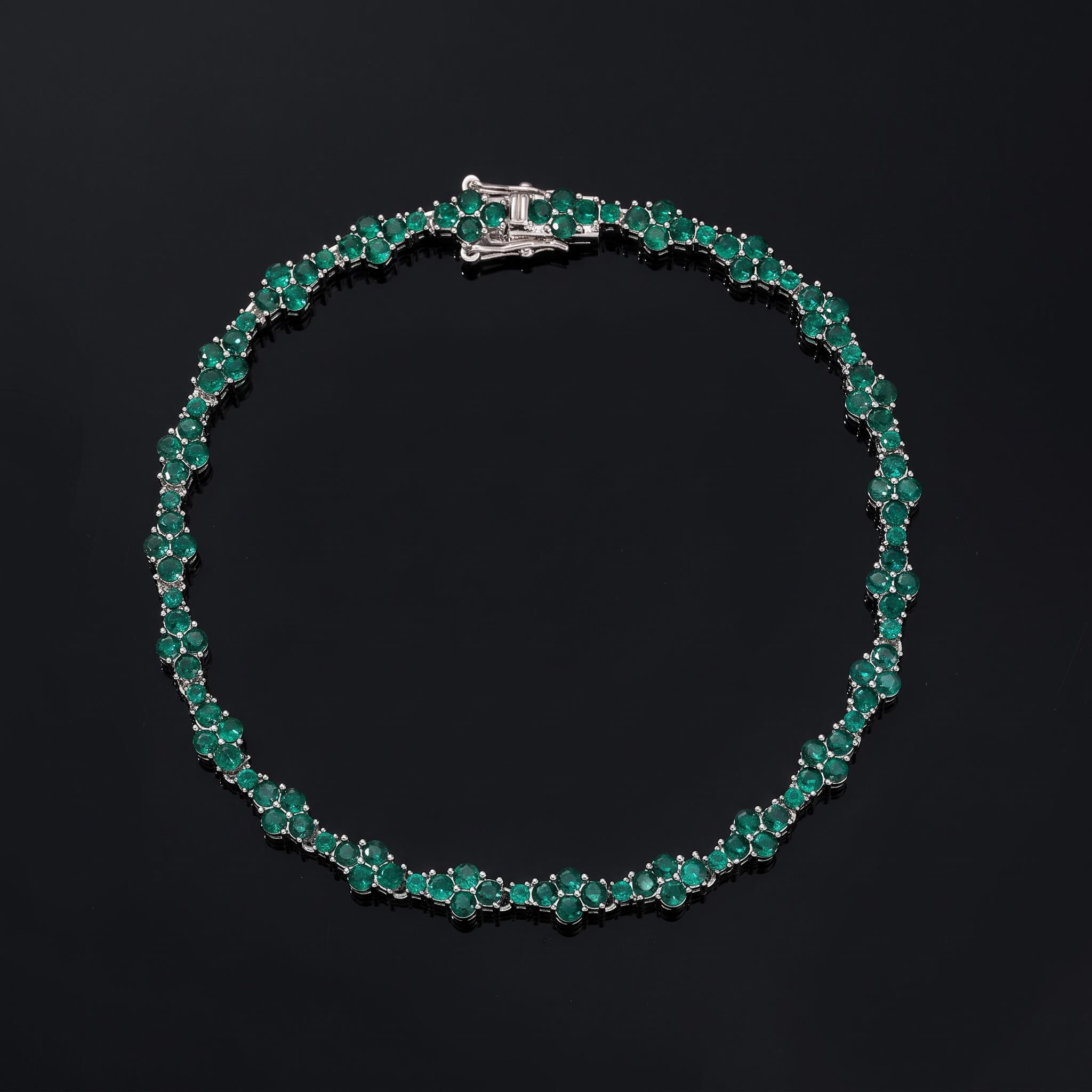 7mm Green Stone Cross Tennis Chain 7mm Green Stone Cross Tennis Chain