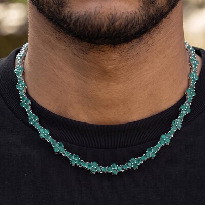 7mm Green Stone Cross Tennis Chain
