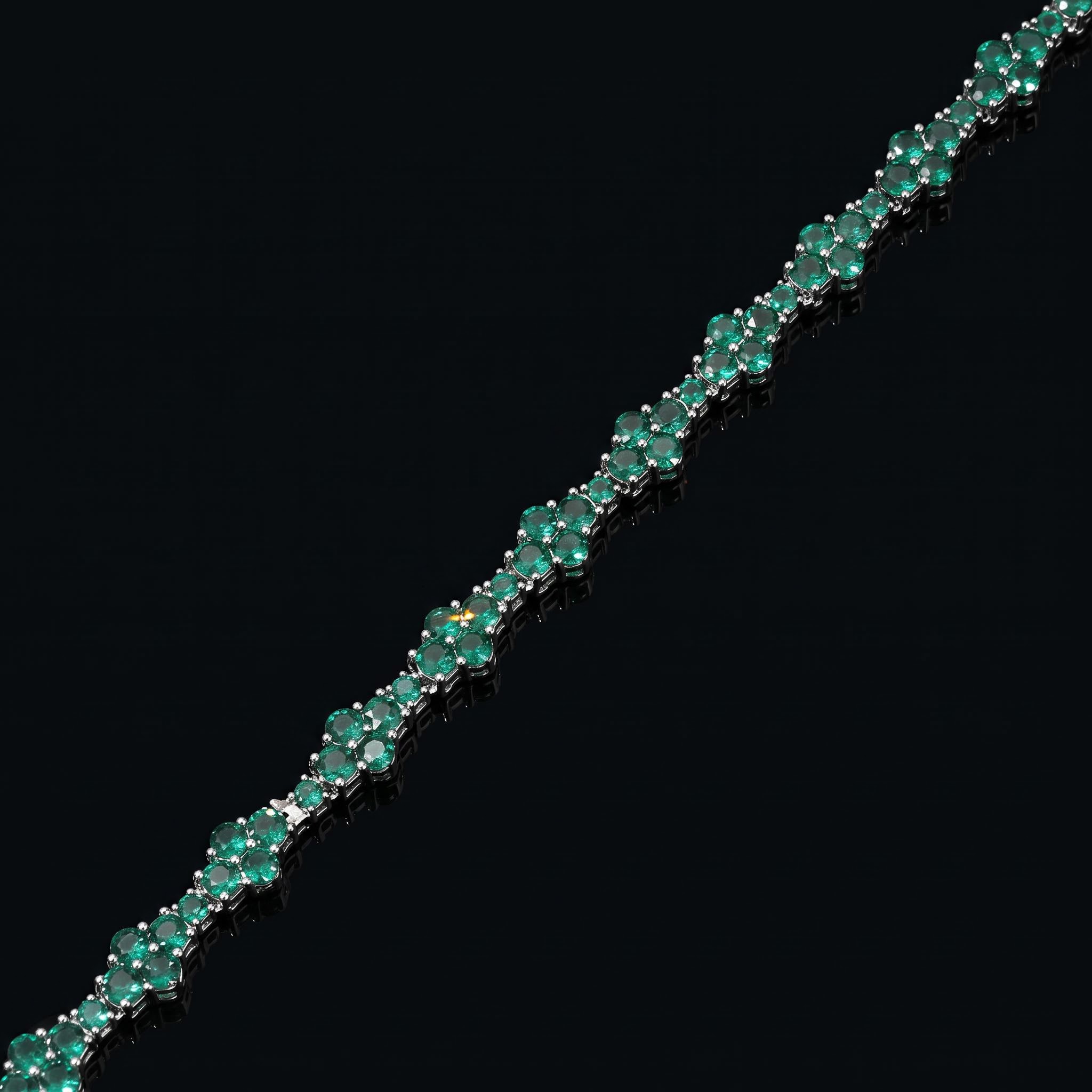7mm Green Stone Cross Tennis Chain 7mm Green Stone Cross Tennis Chain