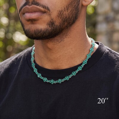 7mm Green Stone Cross Tennis Chain