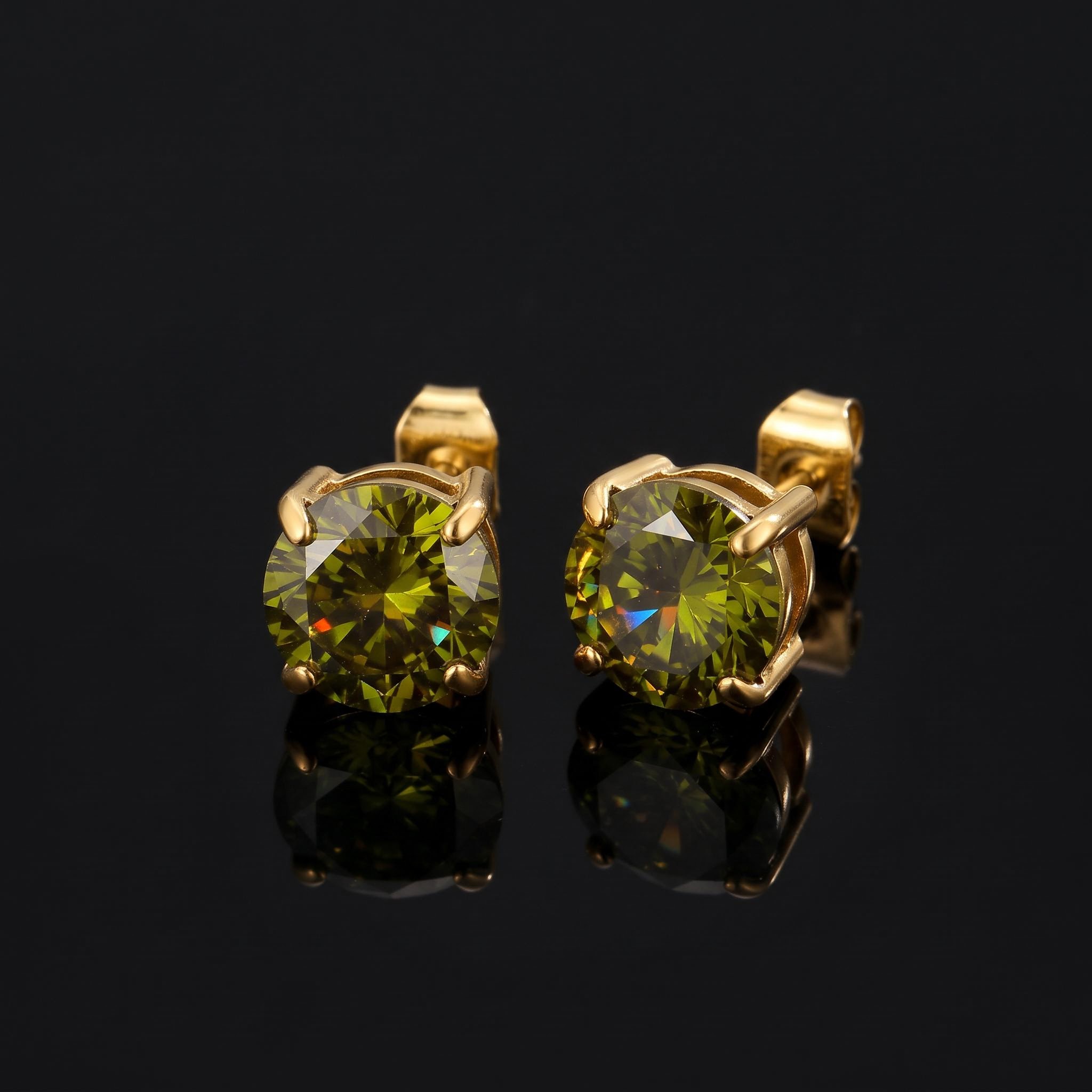 8mm Green Olive Stud Earrings 8mm Green Olive Stud Earrings